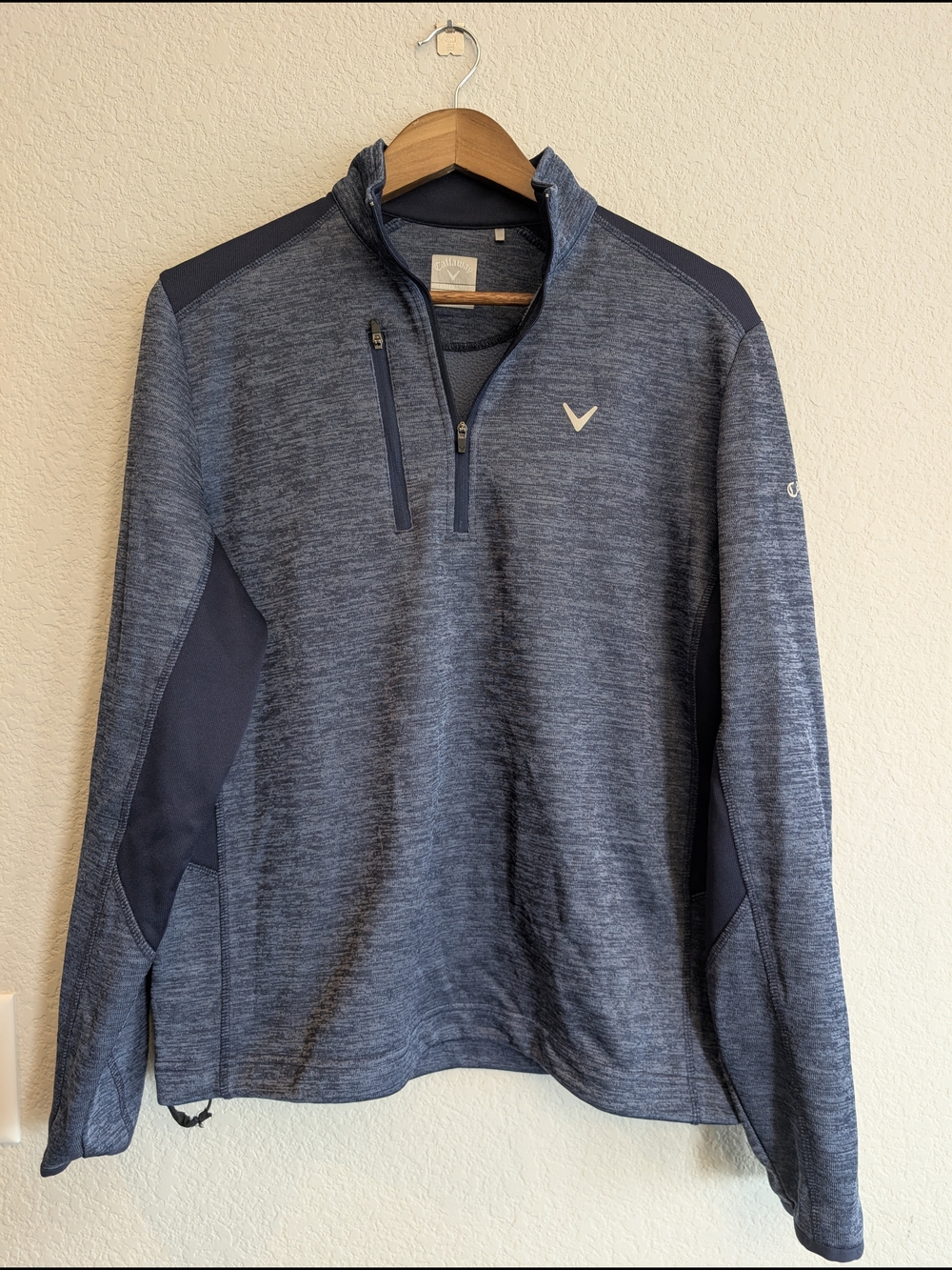 Men's Sz S Callaway Heathered Navy 1/4 Zip Pullover Casual Sweater